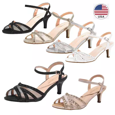 Women's Open Toe Low Heels Ankle Strap Summer Party Work Dress Sandals Size 5-11 • $27.99