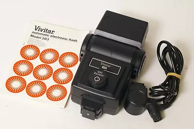 F95326~ Vivitar 283 Auto Thyristor Shoe Mount Flash Instructions Sensor Adapter • $25