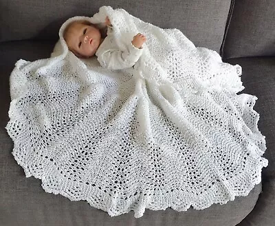 ***Large Hand Crochet Baby Christening Shawl Blanket*** • £16.99