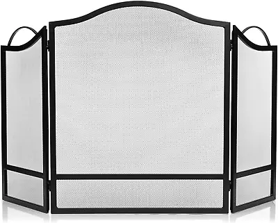 3 Panel Fireplace Screen Black Spark Guard Cover • $70.83