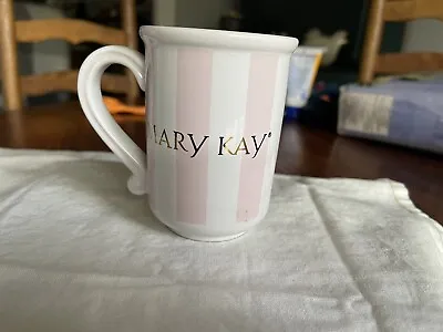 Vintage MARY KAY Mug Pink & White Stripes W/Gold Lettering Coffee Tea Cocoa Cup • $9
