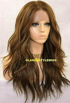 Lace Front Full Wig Long  Wavy Layered Middle Part Brown Auburn Blonde Mix Nwt • $79.84