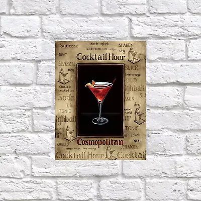 Cocktail Hour Retro Tin Metal Sign Nostalgic Art Gift Home Decor Bar Pub • £3.95