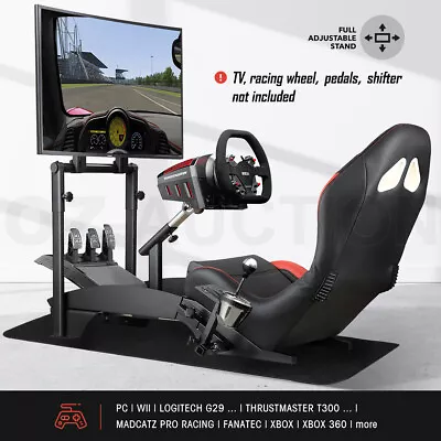$599.95 • Buy Racing Simulator Cockpit Steering Wheel Adjustable Gaming Chair W/ Monitor Stand