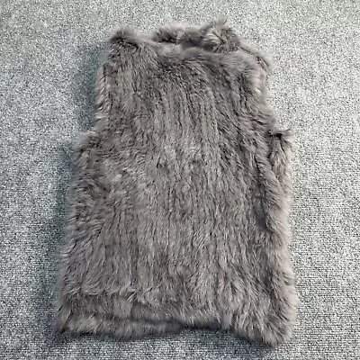 Catherine Malandrino Vest Womens Small Grey Real Rabbit Fur Long Drape Pockets • $59.99