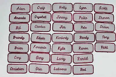 Maroon Embroidered Name Tag Patch Sew-on For Mechanic Work Shirt Uniform Sales • $6.77