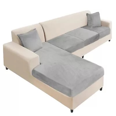 4 Piece Velvet Sectional Couch Cover Soft Stretch Slipcovers W 2pcs Pillowcases • $50.88