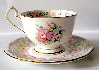 Royal Bridal Gown Queen Anne Teacup & Saucer 1949 Bone China England Pink Orchid • $45
