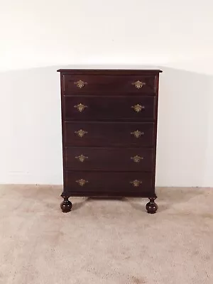 ANTIQUE Kindel Grand Rapids Ca. 1920s William & Mary Mahogany Tall Chest Dresser • $950