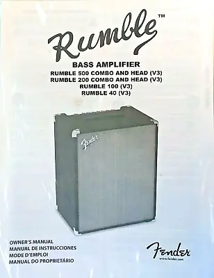 Fender Rumble 500 Combo Rumble 200 Rumble 100 40 Bass Amp Owners Manual Book New • $29.20