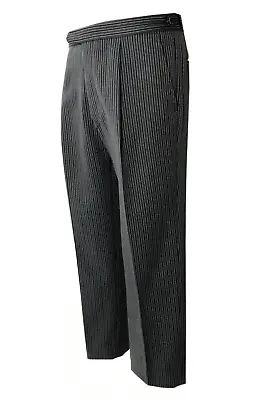 New Men's Grey & Black Pinstriped Masonic Formal Trousers Wedding/morning Wear • £39.99