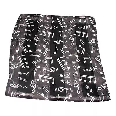 Treble Clef And Music Notes Satin Stripe White On Black Scarf • £4.99