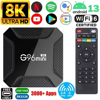 Android 13.0 Smart TV Box 8K UHD HDMI Quad Core 2.4G/5G WIFI Media Stream Player • $24.99