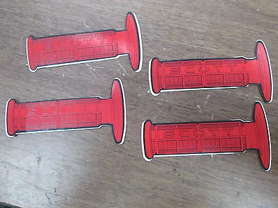 Vintage NOS 2.5x4.5  MX Red Scott Handlebar Grip Stickers Decals Graphics QTY4 • $20.43