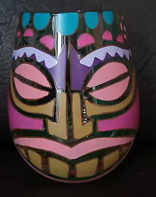 LOLITA 'Tiki Too' Large Stemless Wine/Gin Glass Polynesian Totem Mask Design • £20