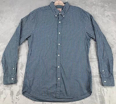 J Press Shirt Mens 2XL Blue Plaid Button Down Collar Cotton Long Sleeve Shirt • $34.99