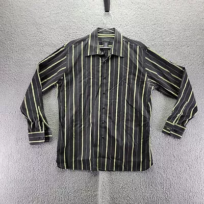 J.Ferrar Modern Fit Long Sleeve Shirt Blue Stripe 80/2 Mercerized Button Down Lg • $11.87