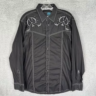 Roar Shirt Mens Large Black Signature Embroidered Pristine Button Up Western • $24.87