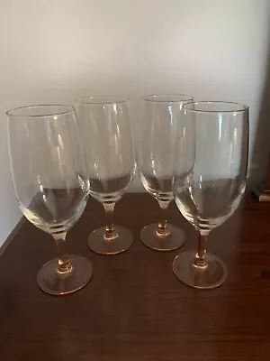 Set Of 4 Vintage Luminary Pink Stemmed Beverage Glasses From France • $32