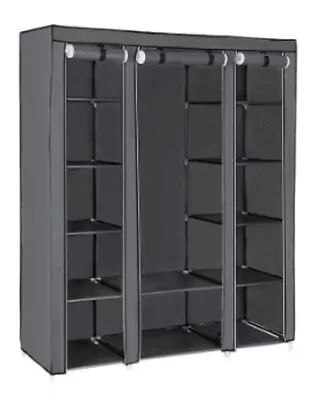 Canvas Wardrobe Organizers Clothes Rail Shelves Storage Closet Triple • £22.50