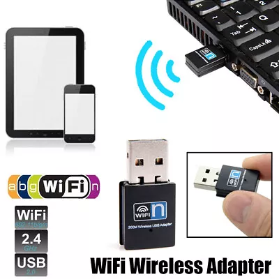 300Mbps Wifi Mini Usb Adapter Wireless Dongle Adaptor 802.11 B G N Lan Network • $7.27