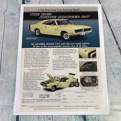 Vtg 2001 Print Ad Danbury Mint 1969 Dodge Charger R/T Muscle Car Magazine Page • $10.49