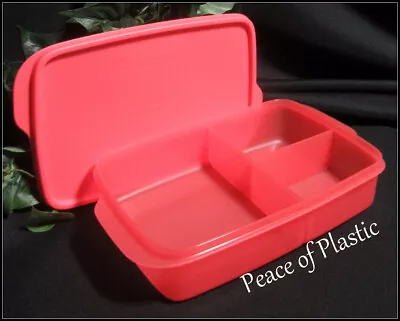 Tupperware Large 1L Lunch It Divided Container Rectangle Larger Size Coral Color • $20.85