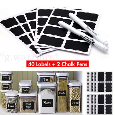 Chalkboard Blackboard Chalk Board Stickers Kitchen Jar Labels Tags Craft Black • £2.47