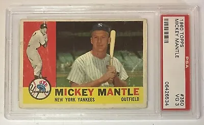 $415.99 • Buy Vintage Mickey 7 Mantle 1960 Topps 350 PSA 3  VG Very Good MLB Card; Yankees