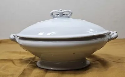 Antique J & G Meakin Ironstone China Oval Covered Serving Dish 2 Pc England 1890 • $75