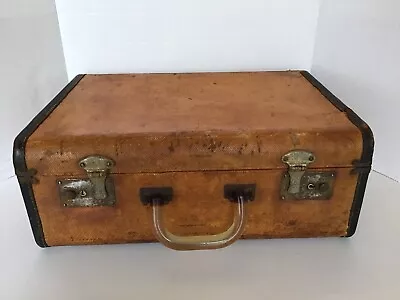 VINTAGE 1930’s-40’s SUITCASE 17” Long X 12.5” Wide WITH LUCITE HANDLE • $25