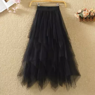 £17.83 • Buy Women’s High Waist Mesh Tutu Maxi Skirt Sheer Net Tulle Pleated Long Dress New