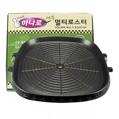 Korean BBQ Pan Square Black Grill Hot Plate Frying Pot Non Stick Griddle • $26.99