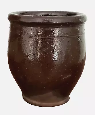 ANTIQUE 19th C. DIMINUTIVE Redware GLAZE Crock INCISED LINE 4.5  T PA Exc. • $99.99