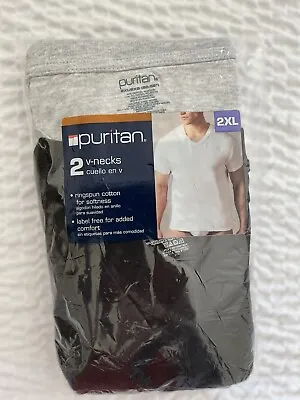 V Neck T Shirts 2 Pack Men’s Size 2XL Tagless Cotton Black/White NEW IN Package* • $13.99