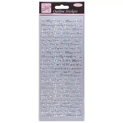 Anita's Outline Stickers - Peel Offs - Relative Messages - Silver - ANT 8101319 • £2.75