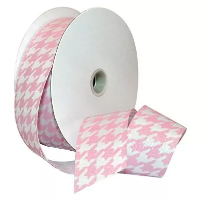 7509.38/25-020 Hounds Tooth Grosgrain Ribbon 1-1/2-Inch By 25-Yard Light Pink • $34.97