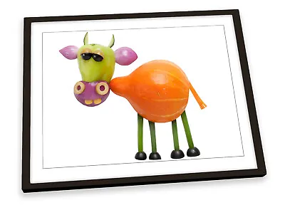 Funny Cow Kitchen White FRAMED ART PRINT Picture Poster Artwork • £10.99