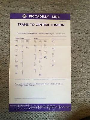 London Underground Piccadilly Line - Trains To Central London 1980 Timetable • £3.99