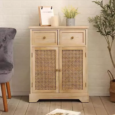 Storage Cupboard Wood Cabinet 2 Storage Drawers Living Room Home Furniture Unit • £69.99