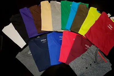 Premium Men's Plain Blank V-neck T Shirt Short Sleeve Tee Lot Galaxy Brand USA • $4.99