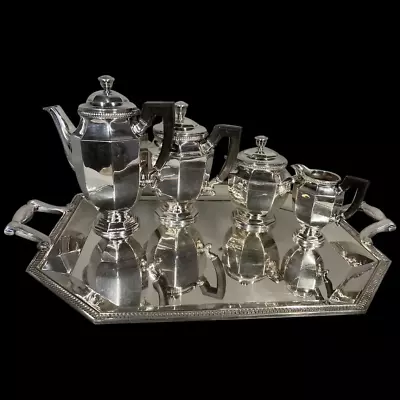 Antique Christofle Silver Plated Tea Set 19th Century Rarity 5 Pieces With Tray • $2800