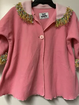 Corky & Co Girls M/l  5/6 7/8 Pink Multicolored Swing Coat Jacket With Hat • $15.99