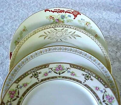 Vintage Mismatched China Dessert Plates (4) Gold Bands 7 1/4  - 7. 1/2   • $15.99