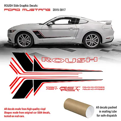 Ford Mustang 2015 - 2017 ROUSH Side Stripes Graphic Decals Kit • $117.39