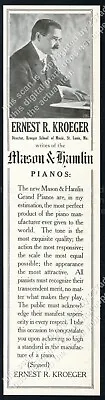 1919 Ernest R Kroeger Photo Mason & Hamlin Piano Vintage Trade Print Ad • $9.99