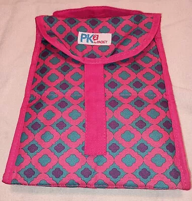 PK2 By Packit Freezable Lunch Bag Pink Teal Geometric Print • $6