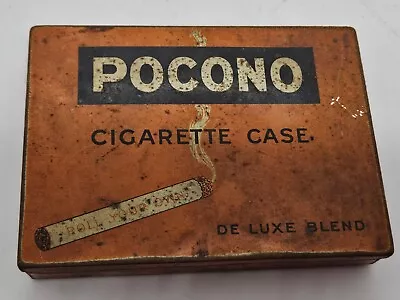 Antique POCONO CIGARETTE CASE DELUXE BLEND Advertising Tobacco Case Tin USA • $24.99