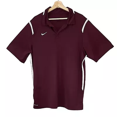 Nike Dri Fit Golf Polo Shirt Mens Size XL Burgundy Embroidered Logo White • $15