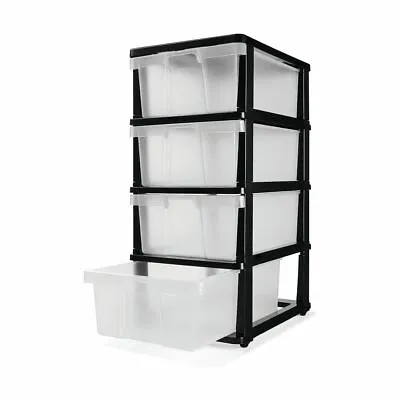 Wheeled 4 Drawer Unit Office Desk Rack Organiser Cabinet Home Storage Container  • $69.95
